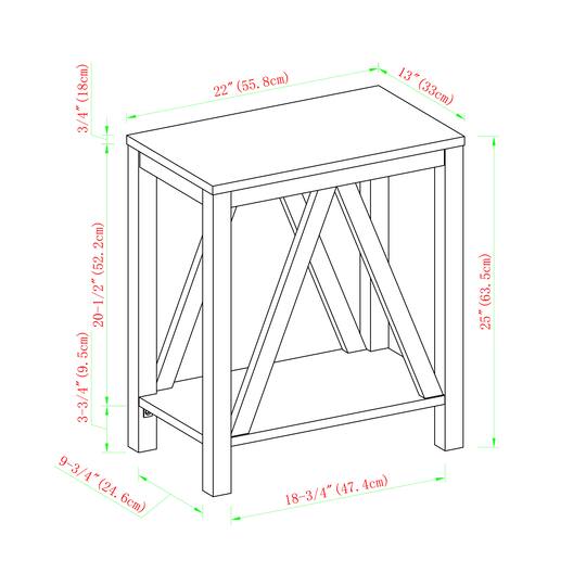 Walker Edison Faux White Marble & Natural Walnut A-Frame Side Table